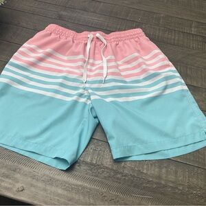 Chubbies Pink and Blue Striped Men's Athletic Shorts